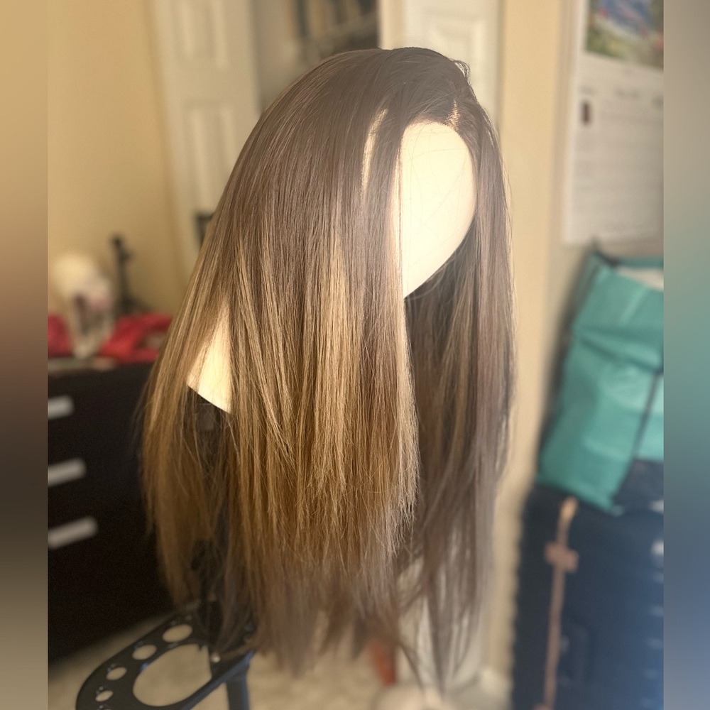 28 INCH Pre-Plucked Lace Front Chocolate Brown Straight Wig